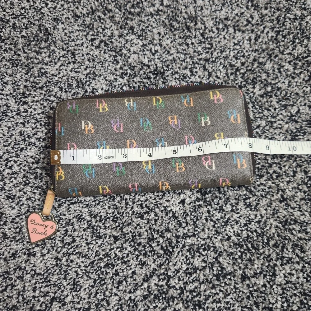 Y2k Vtg DOONEY & BOURKE Wallet Monogram Key Chain W/Heart Charm Rainbow Zipper